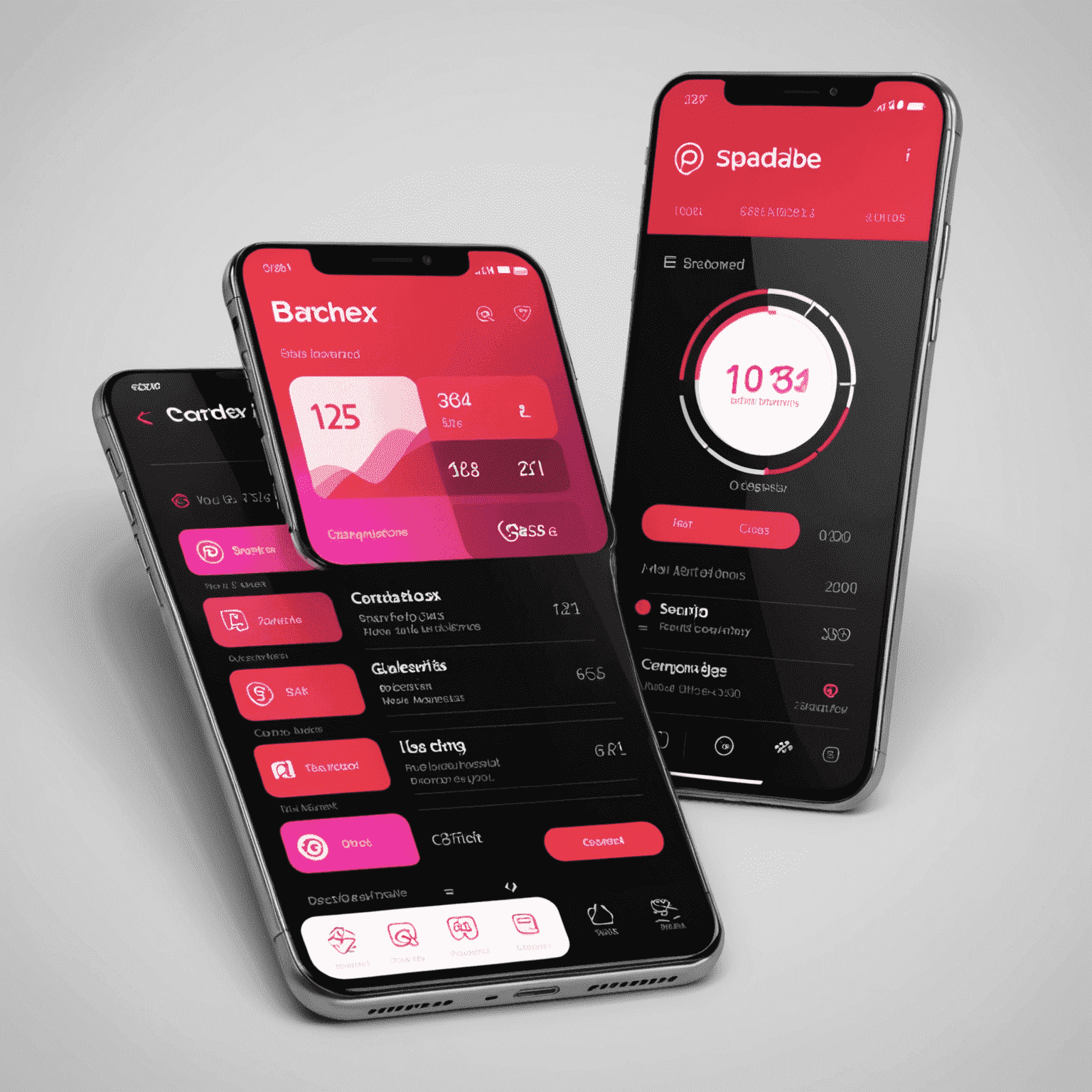 A modern smartphone displaying a sleek, user-friendly interface of a mobile app. The app's design incorporates elements of red, pink, black, and white, showcasing the Paradex brand colors. The screen shows various interactive elements and smooth animations.