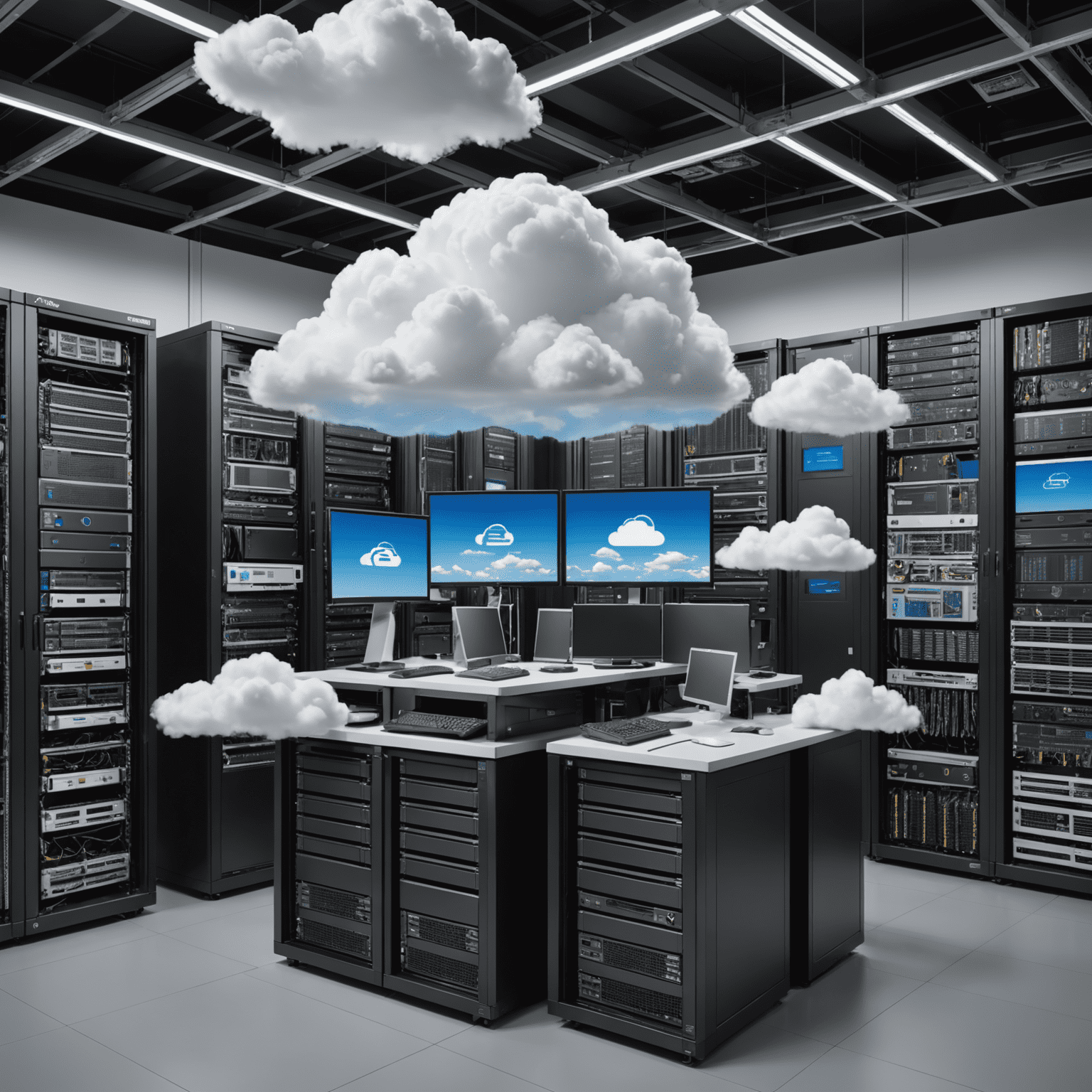 A collage showcasing various cloud technologies and services, including server racks, network diagrams, and data visualization tools. The image emphasizes the comprehensive nature of Paradex's cloud solutions expertise.